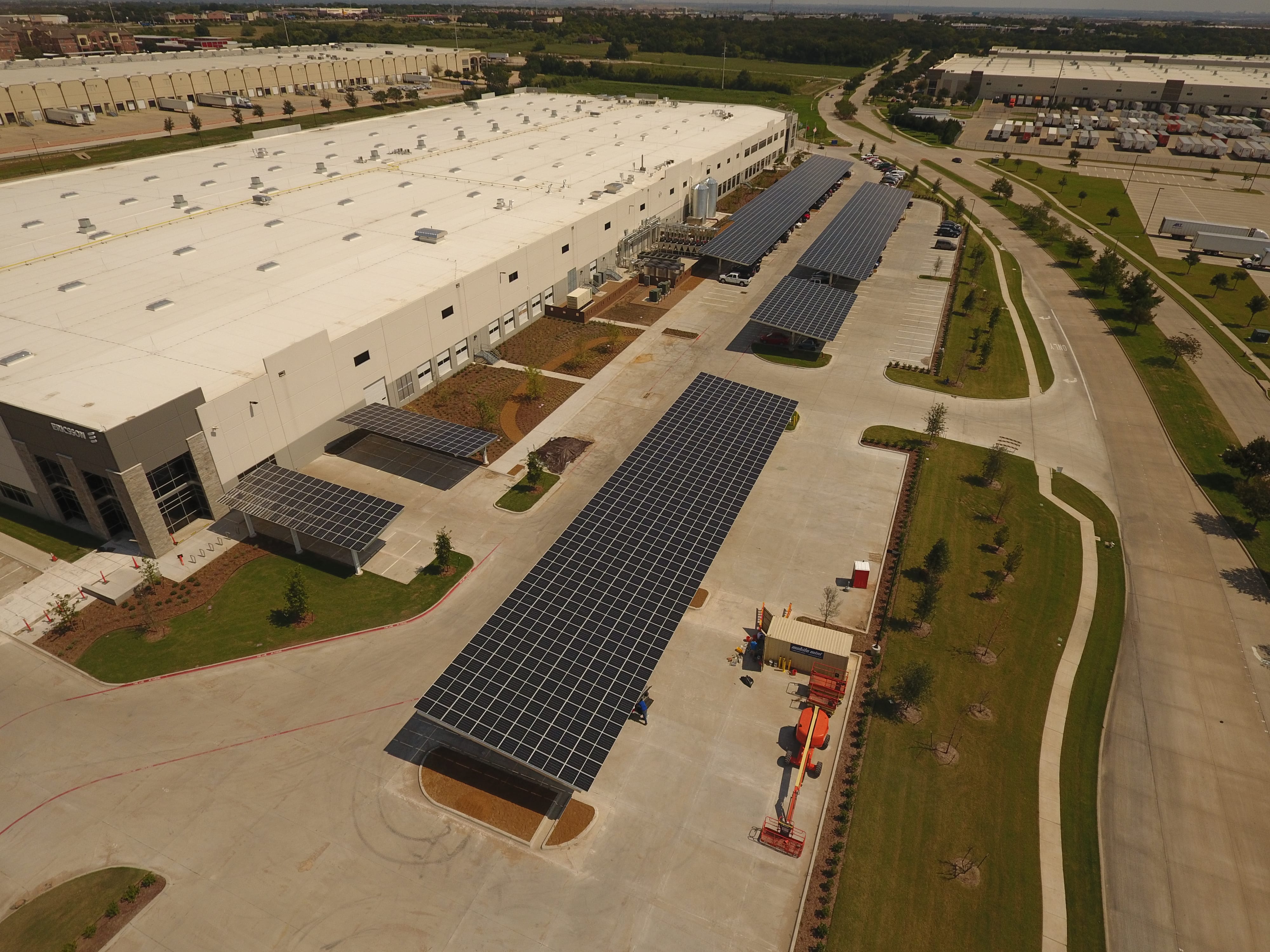 633 kW carport mounted system installed for Ericsson's 5G manufacturing facility